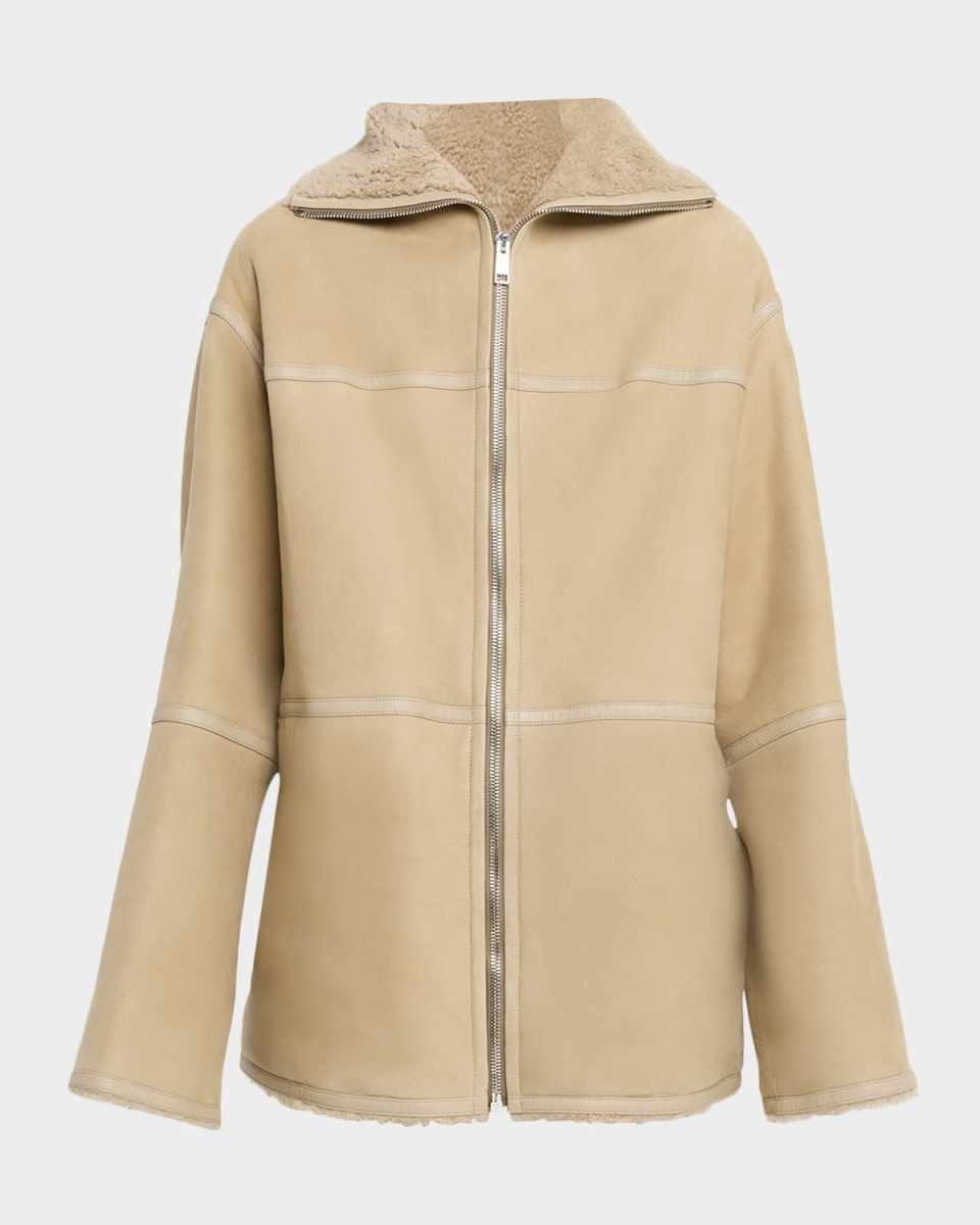 Short Suede Merino Lambskin Coat